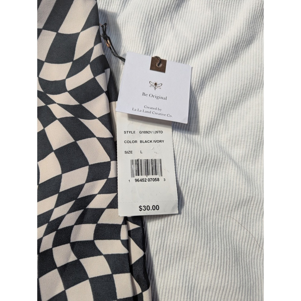Originality La La Land Warped Checkerboard Mini Skirt Black Ivory Kids Large NEW - Picture 3 of 8